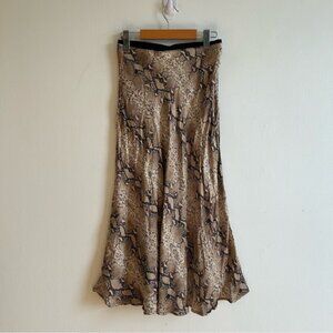Mango Sz S Snake Print Mid Flowy Neutral Skirt